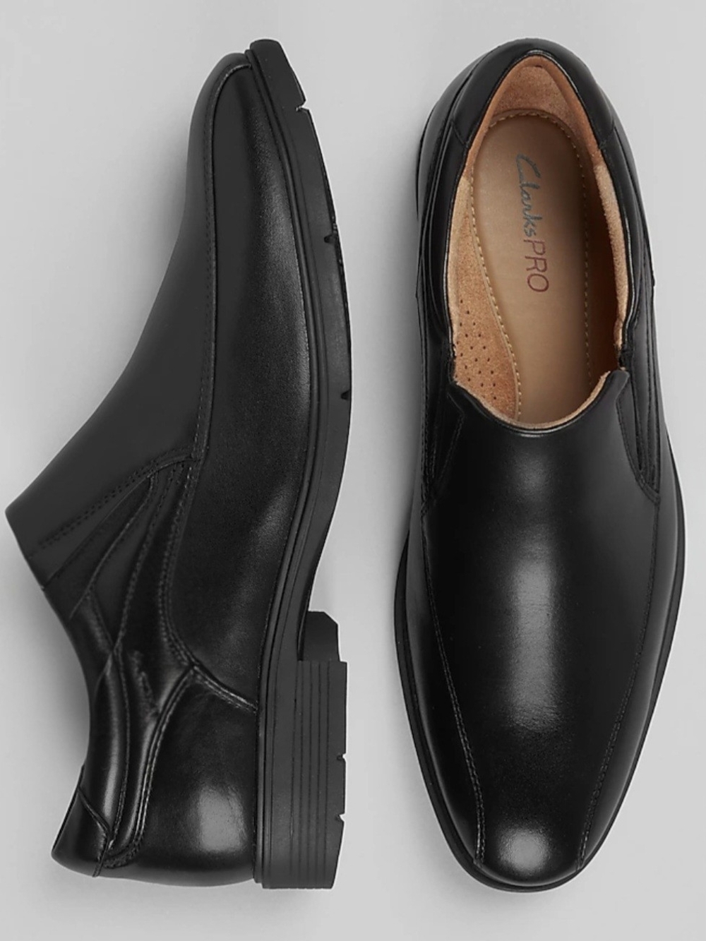 Clarks Eldredge Step Black Leather Slip-On Loafers